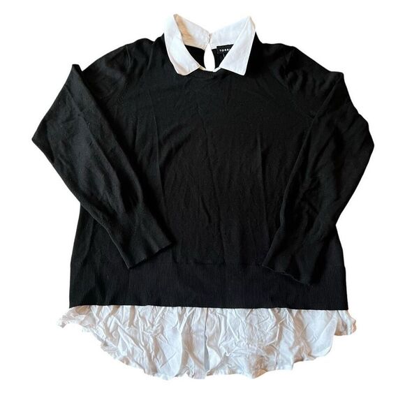 Torrid Womens Collared Layered Knit Pullover Sweater Black White Size 00 - Picture 1 of 6